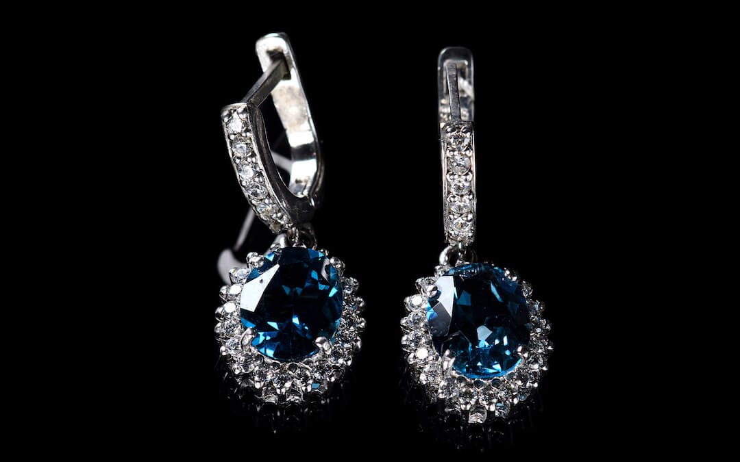 Blue Topaz and Diamond Earings